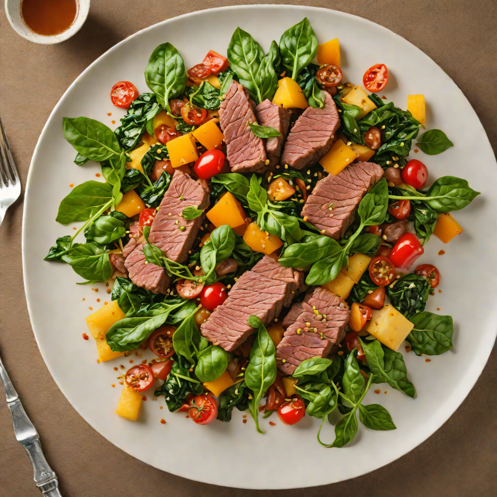 Kangaroo Fillet Stir-Fry with Bush Tomato and Spinach