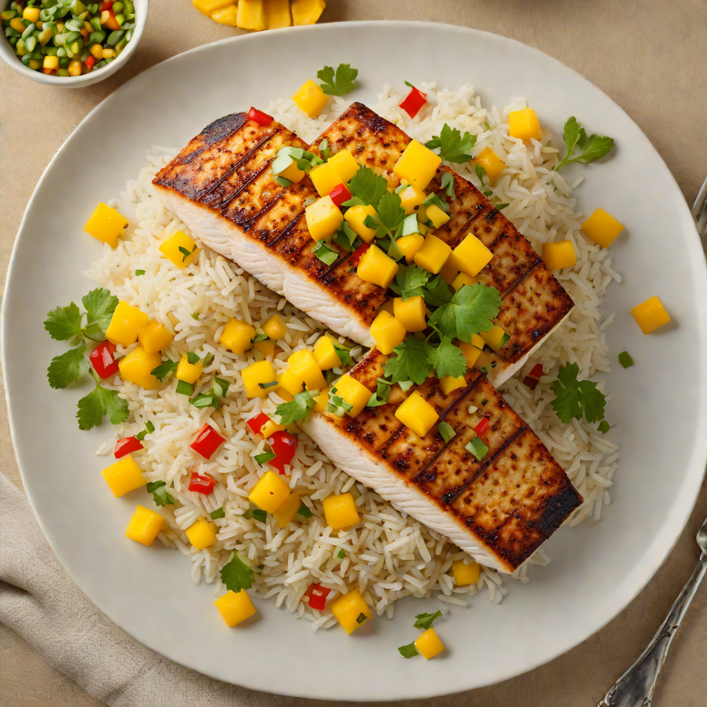Pan-Seared Mahi-Mahi with Mango Salsa and Coconut Rice