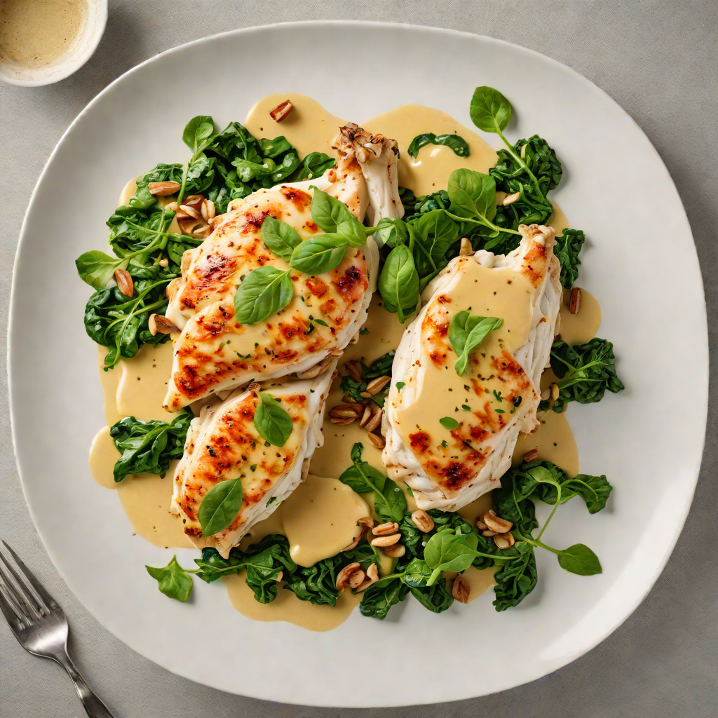 Sautéed Chicken with Mustard Cream and Wilted Spinach