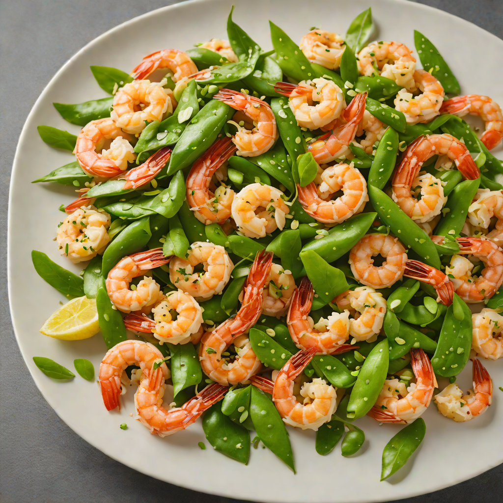 Stir-Fried Garlic Shrimp with Ginger and Snow Peas