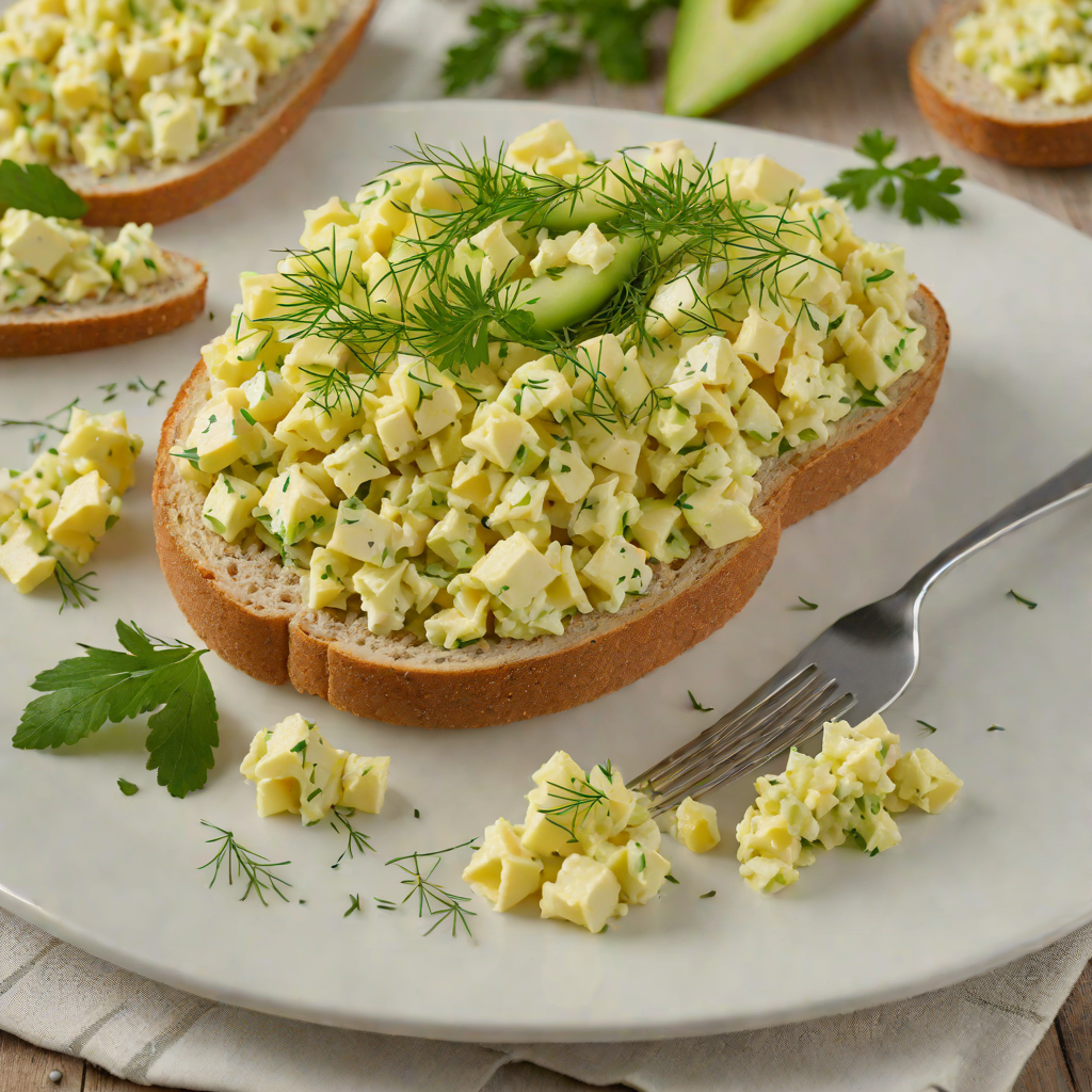 Egg Salad with Chopped Celery and Dill on Toasted Whole Wheat
