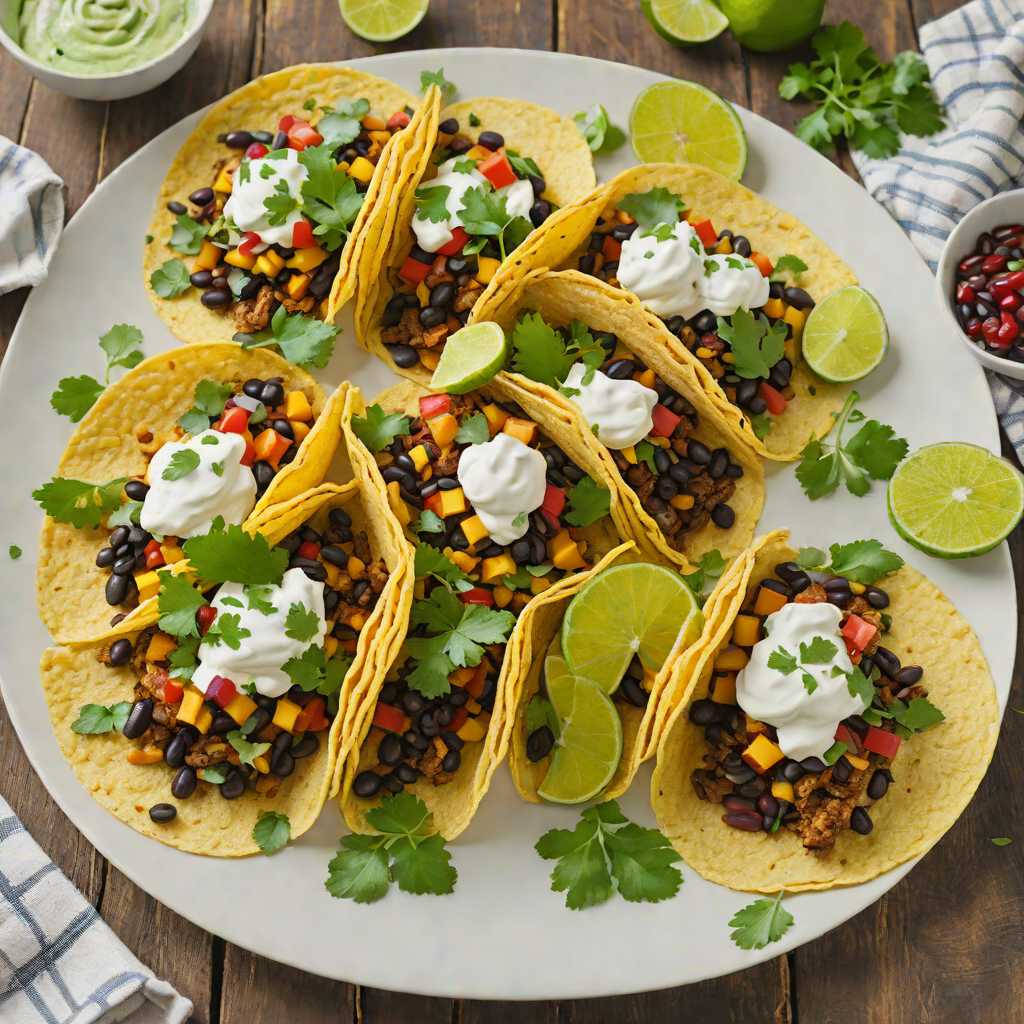 Sautéed Plantain and Black Bean Tacos with Cilantro Crema