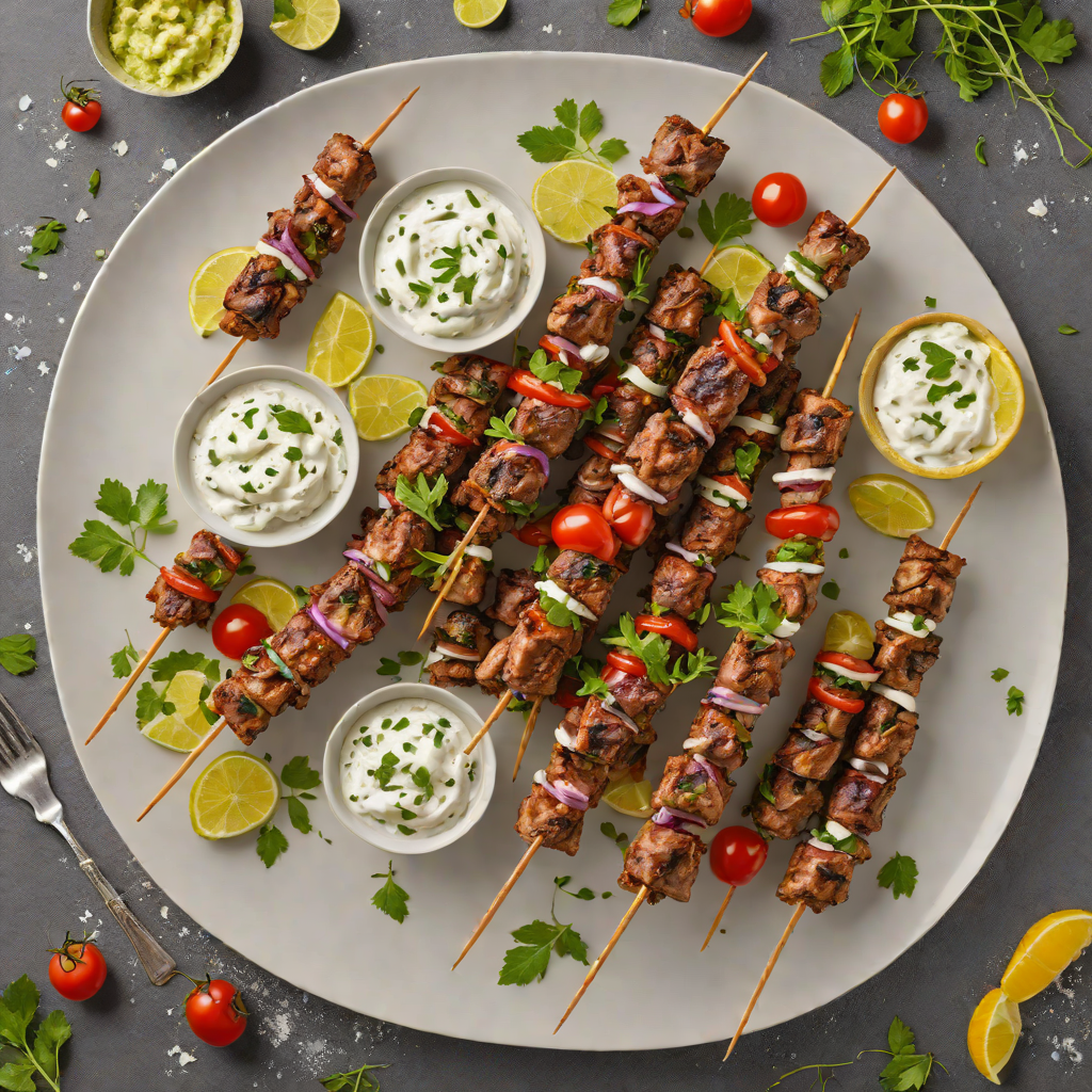 Oven-Baked Lamb Souvlaki Skewers with Tzatziki