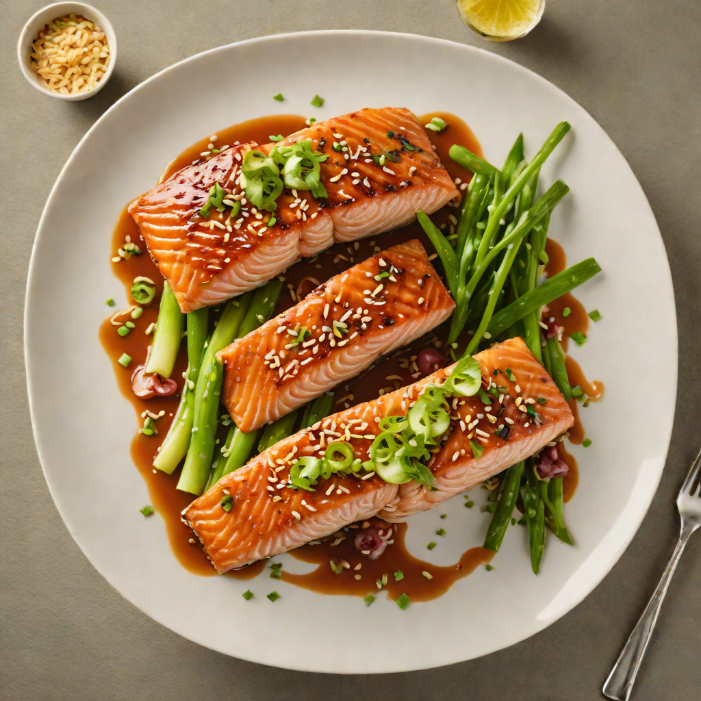 Soy-Ginger Glazed Salmon with Scallion Garnish