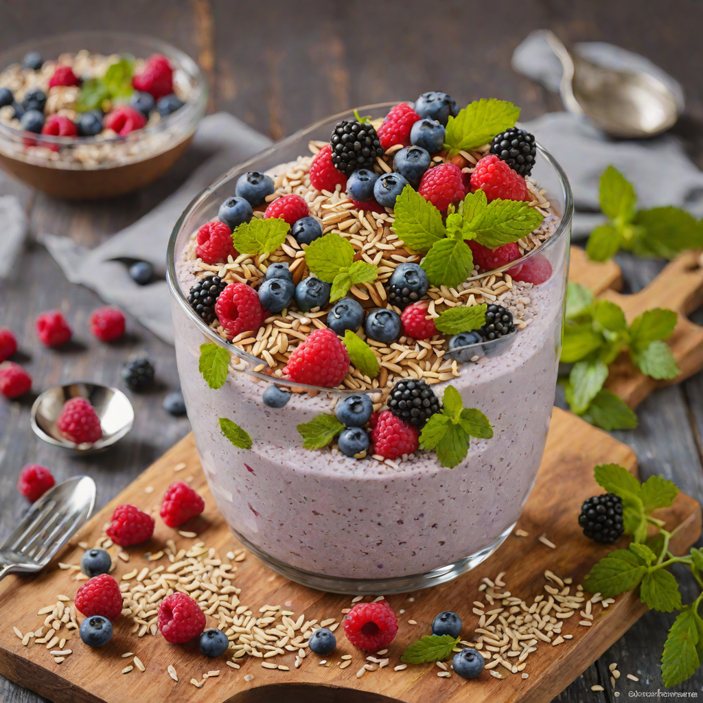 No-Bake Berry Chia Pudding Parfait with Coconut and Mint