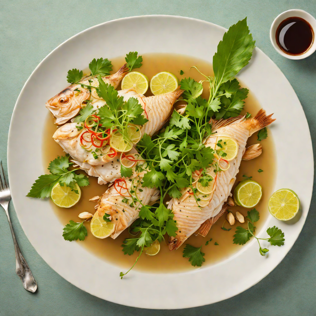 Steamed Ginger-Lemongrass Fish with Cilantro