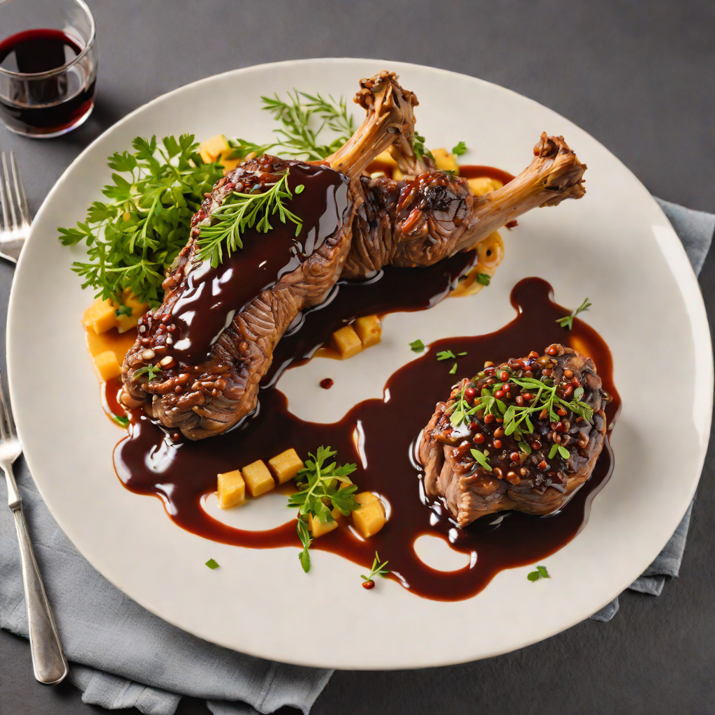 Slow-Cooked Lamb Shank with Wattleseed and Red Wine Reduction