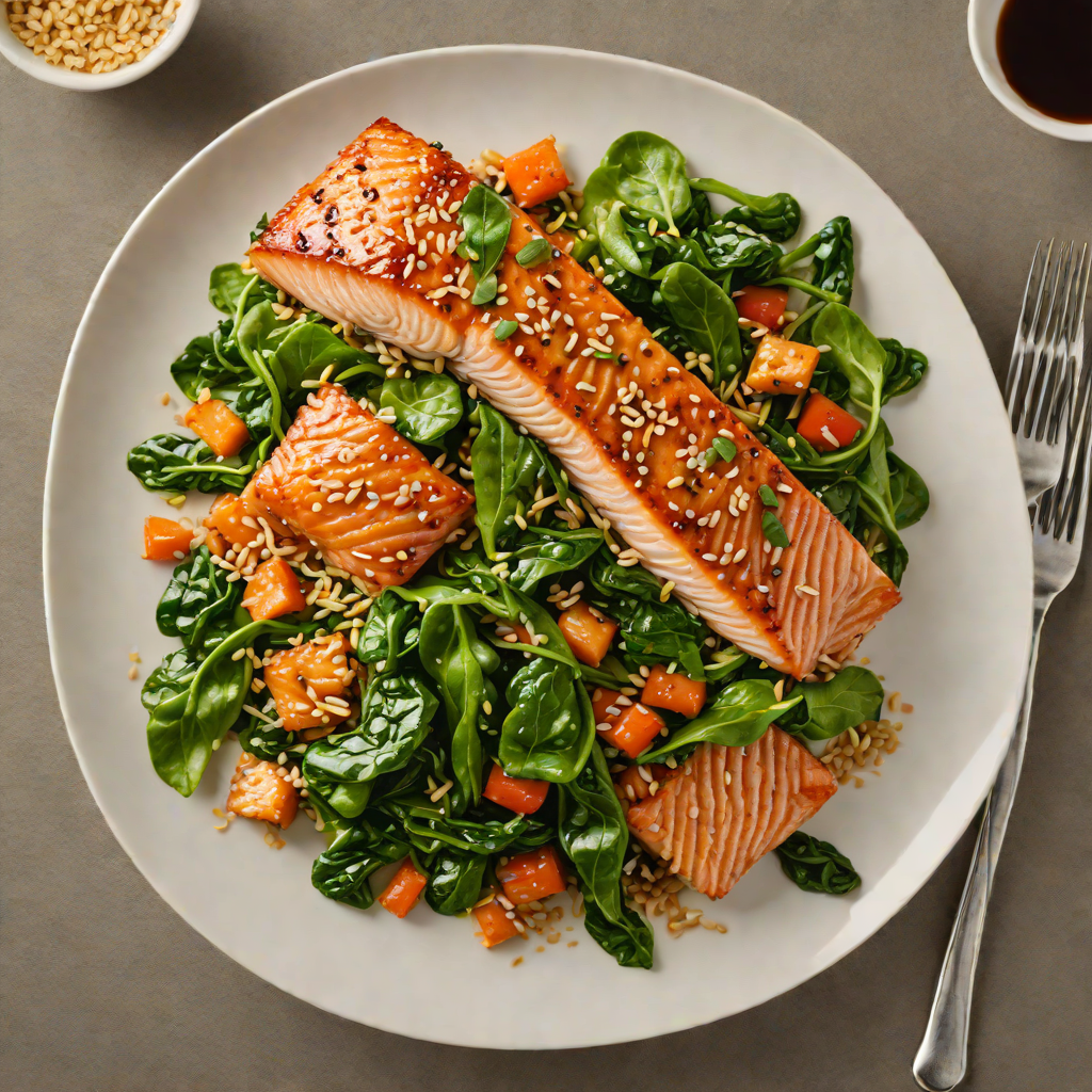Soy-Glazed Salmon with Sesame Spinach Stir Fry