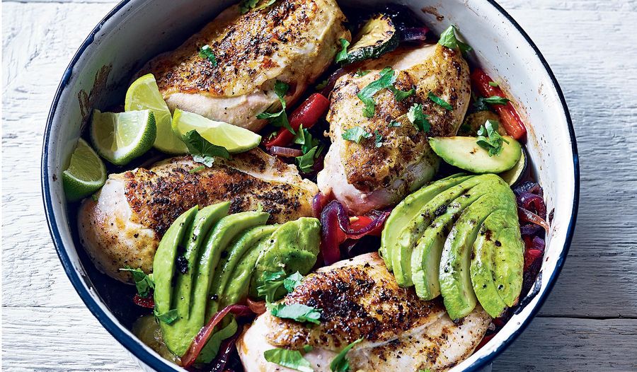Pan-Seared Chicken with Avocado and Herb Salad