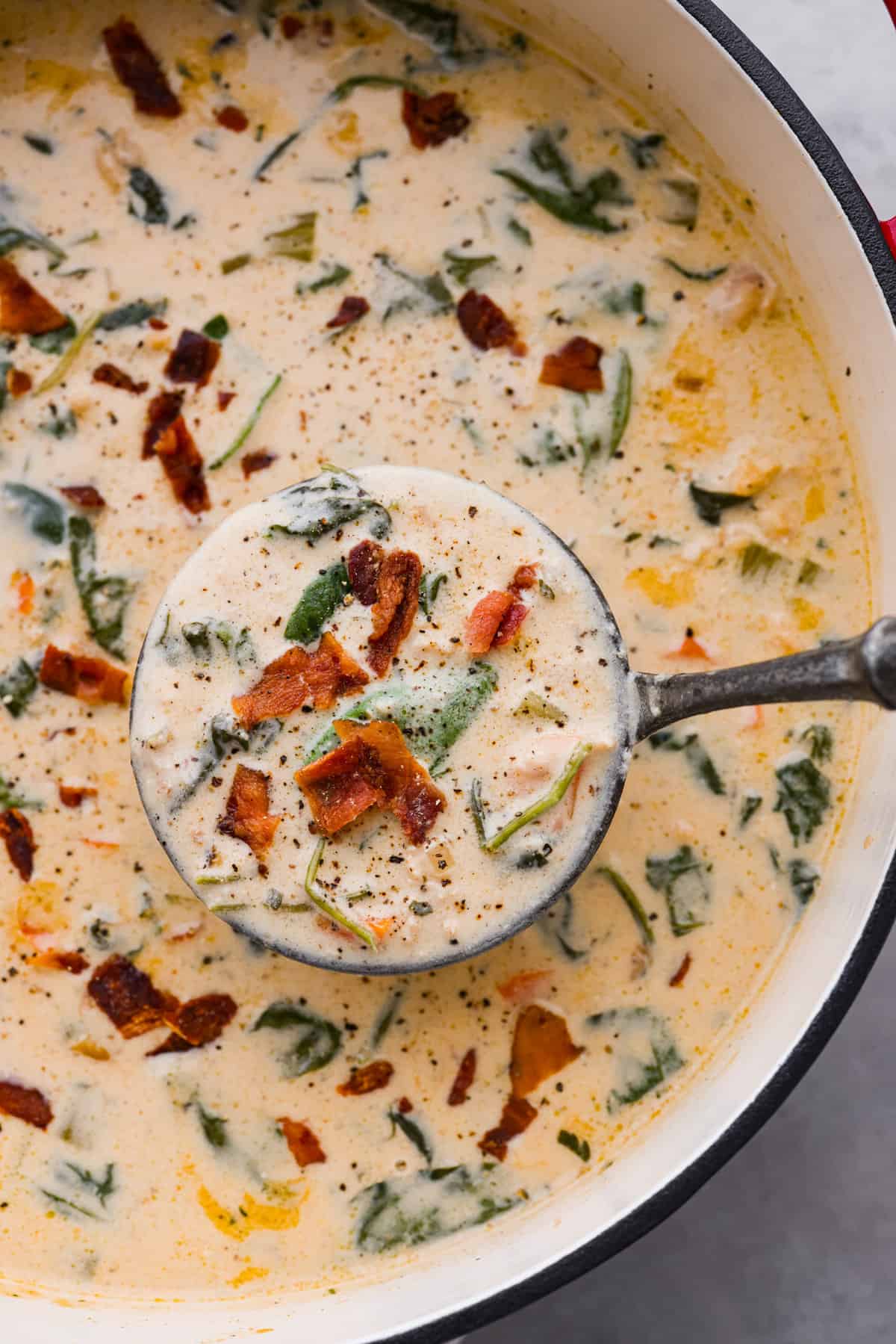 Bacon and Spinach Keto Crack Chicken Soup