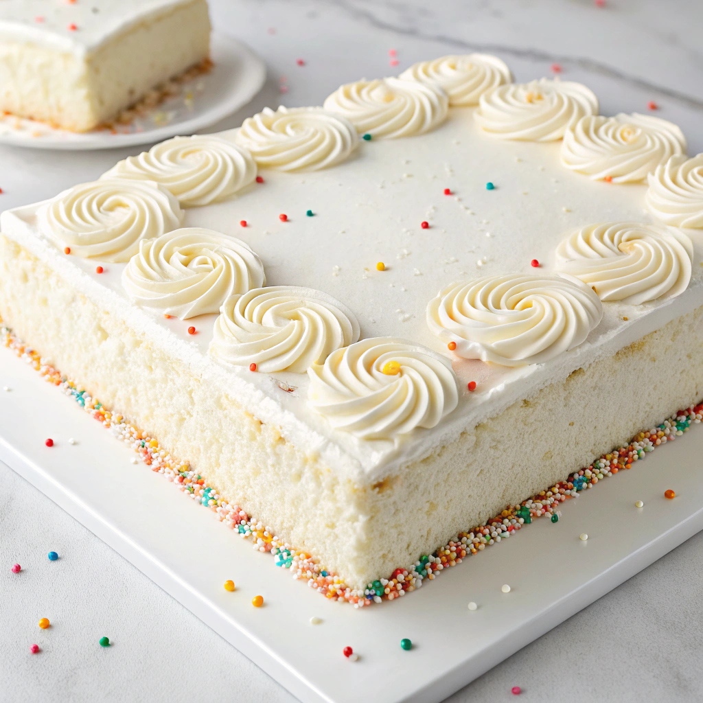 Sheet Pan White Texas Cake with Chocolate Frosting