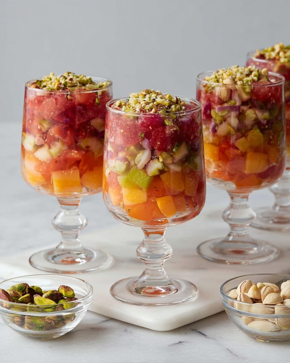 Layered Lebanese Fruit Cocktail with Ashta Cream
