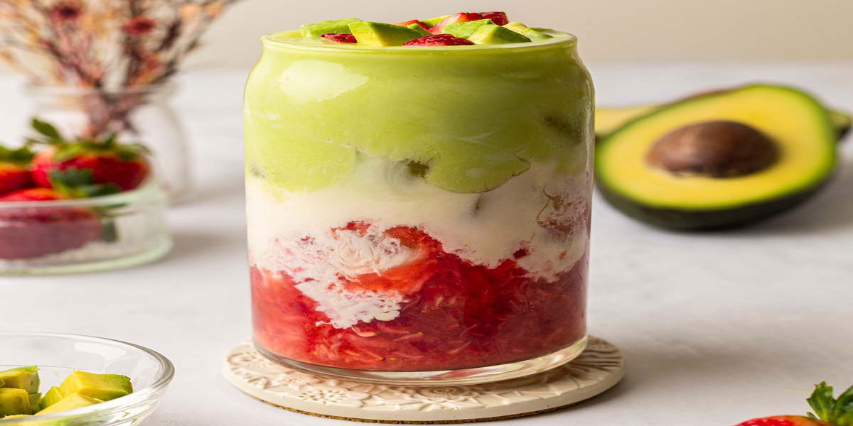 Blended Lebanese Avocado and Strawberry Cocktail