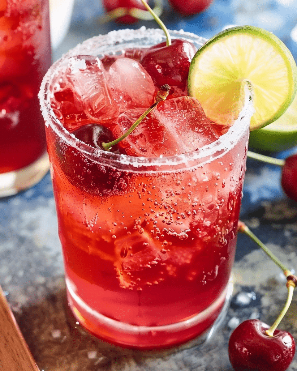Cherry Lime Collins with Grenadine and Gin