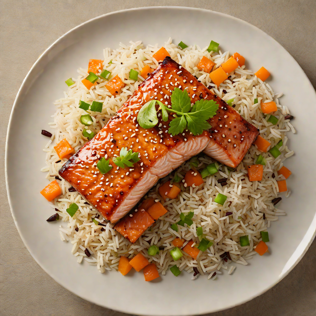 Sesame-Soy Glazed Salmon with Ginger Imbibed Rice