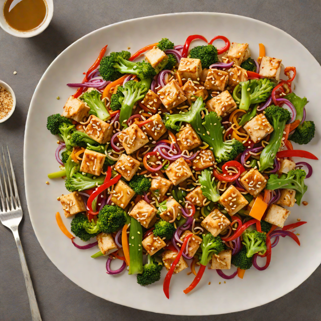 Vegetable Stir-Fry with Tofu and Spicy Sesame-Ginger Sauce