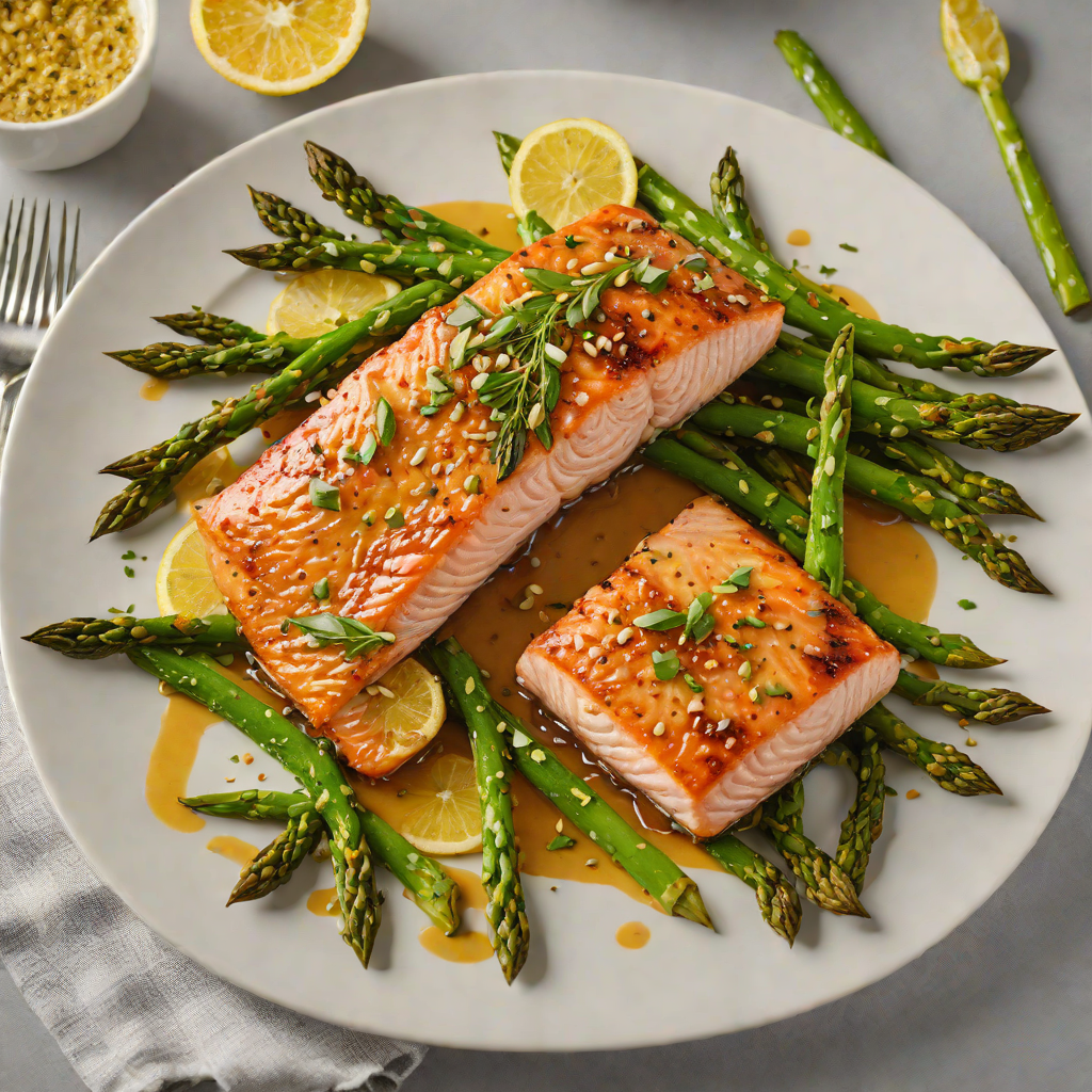 Maple-Mustard Glazed Salmon with Roasted Asparagus