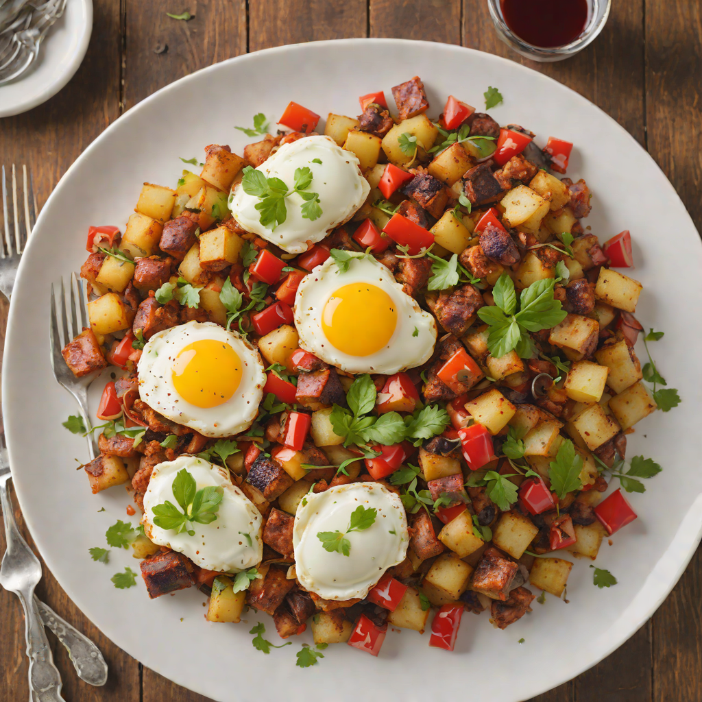Pan-Seared Chorizo and Potato Hash with Roasted Red Peppers