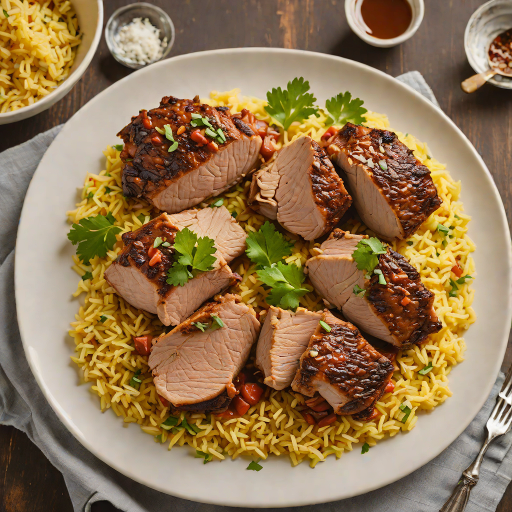 Slow-Cooked Garlic and Paprika Pork Shoulder with Saffron Rice