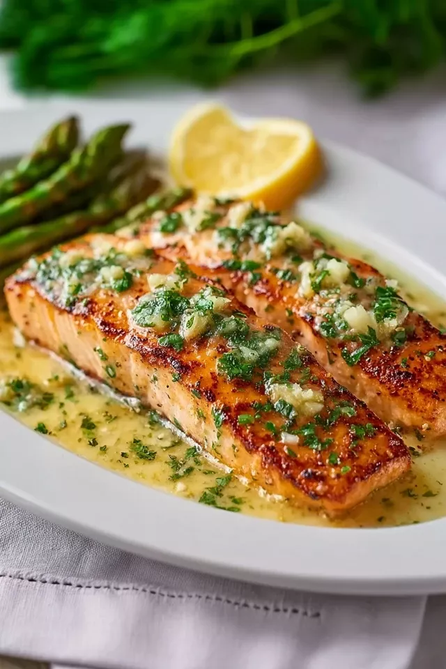 Pan-Seared Salmon with Lemon-Basil Brown Butter Sauce