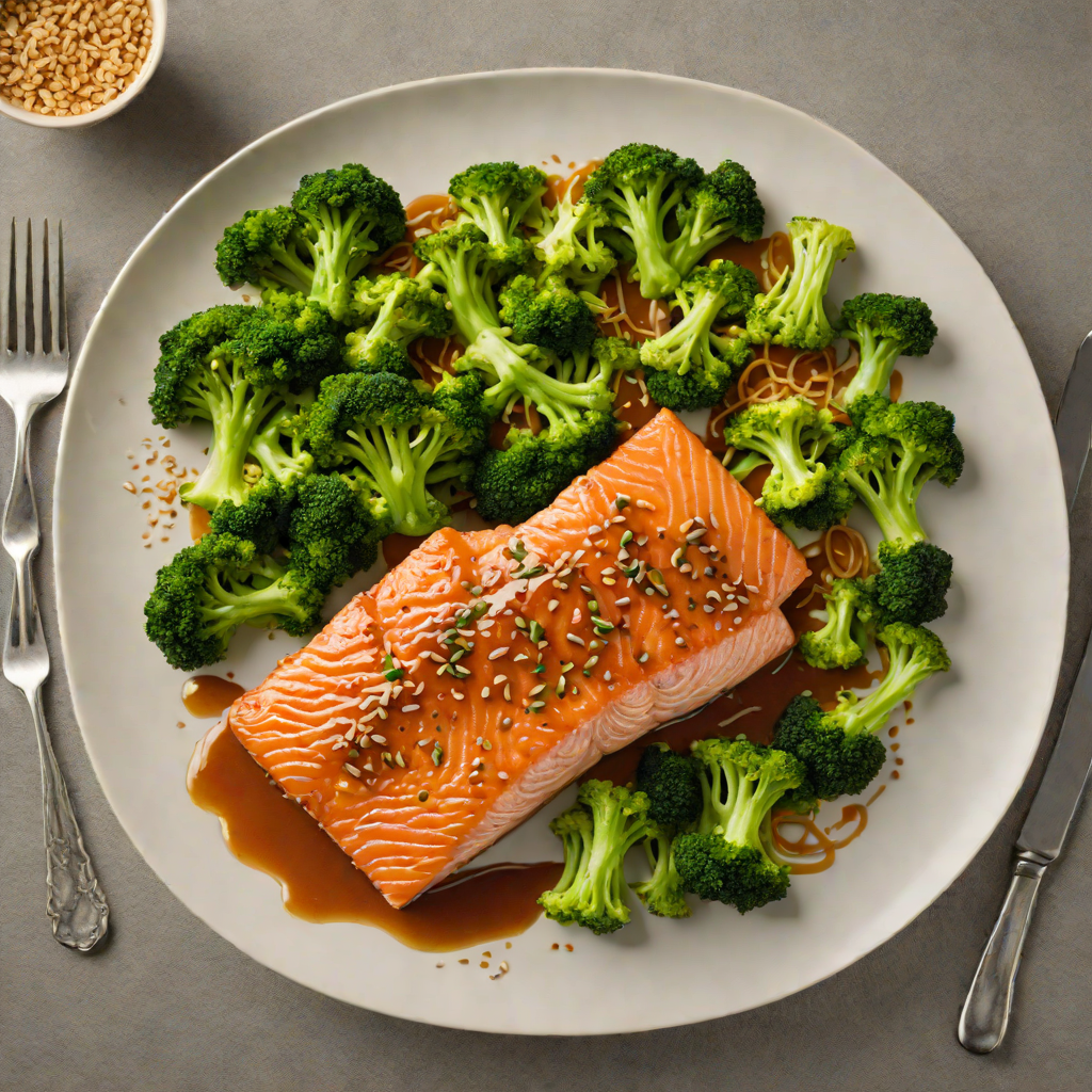 Pan-Seared Salmon with Miso-Maple Glaze and Sesame Broccoli