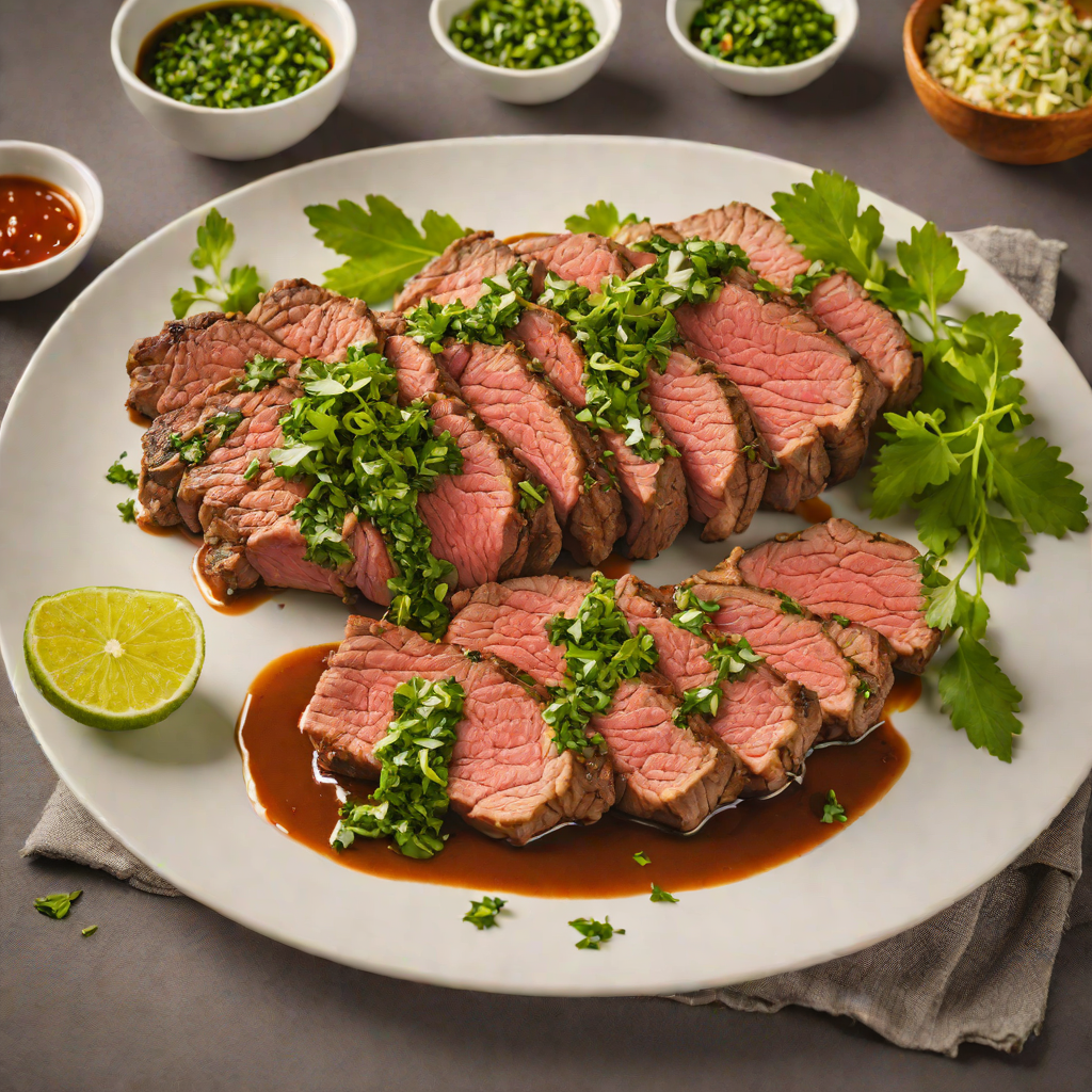 Paraguayan-Style Grilled Beef with Chimichurri Sauce