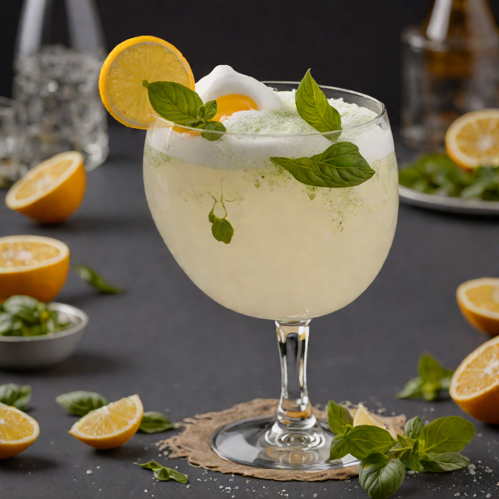 Citrus-Basil Gin Sour with Egg White Foam