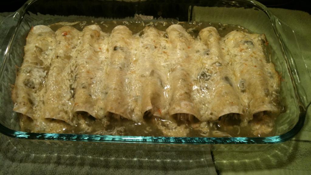 Spicy Chicken Enchiladas with Avocado Crema