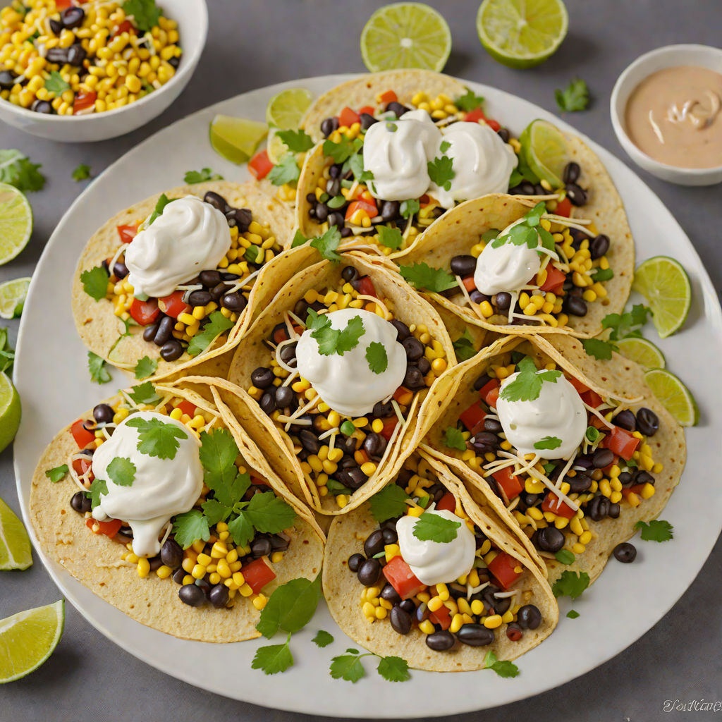 Algebraic Fusion Black Bean and Corn Tacos with Spicy Lime Crema