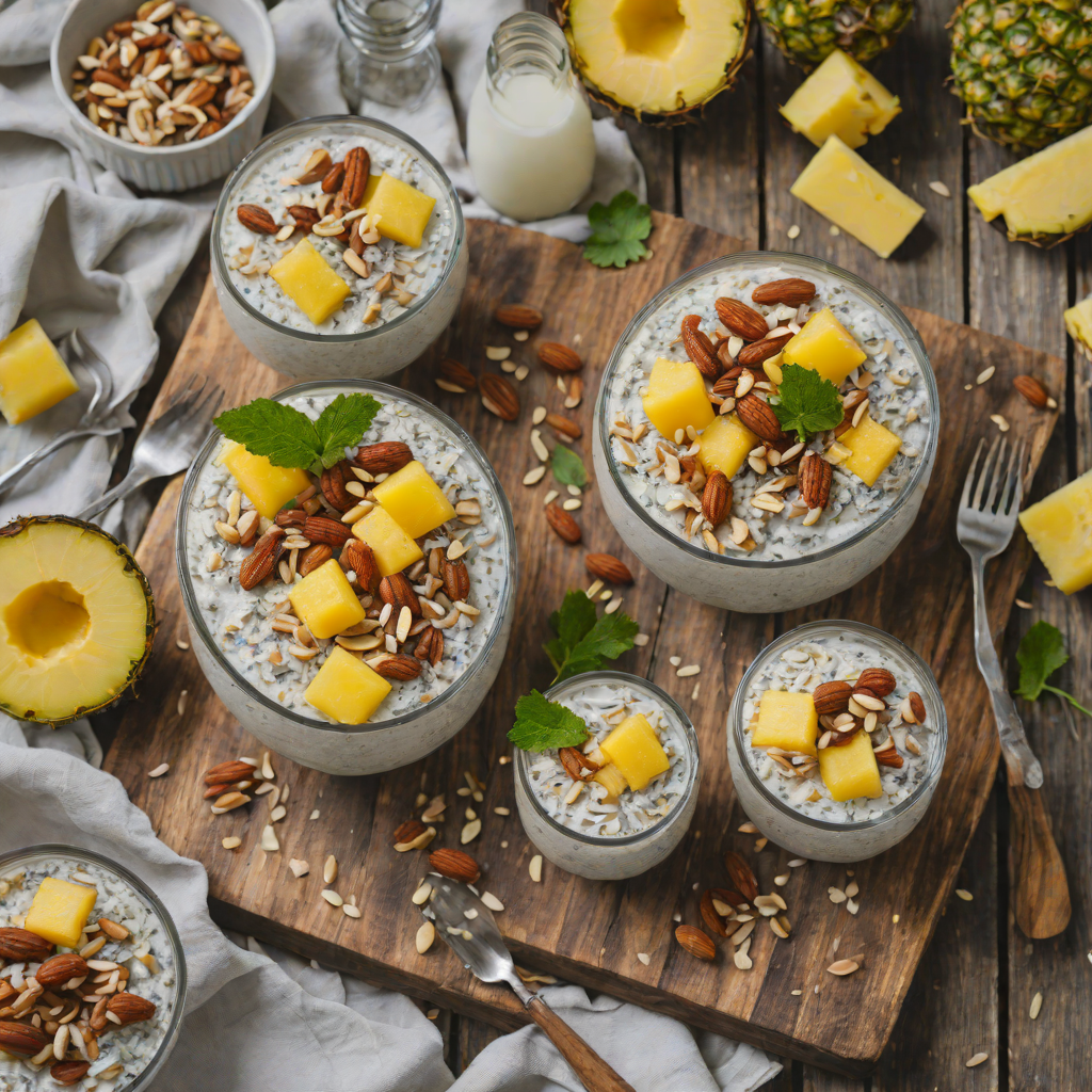 No-Bake Coconut Chia Pudding with Pineapple and Toasted Almonds