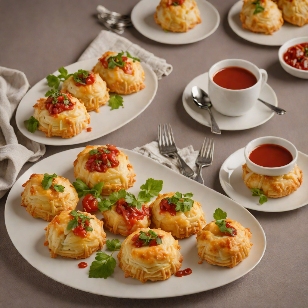 Paraguayan Cheese and Ham Stuffed Pastries with Spiced Tomato Sauce
