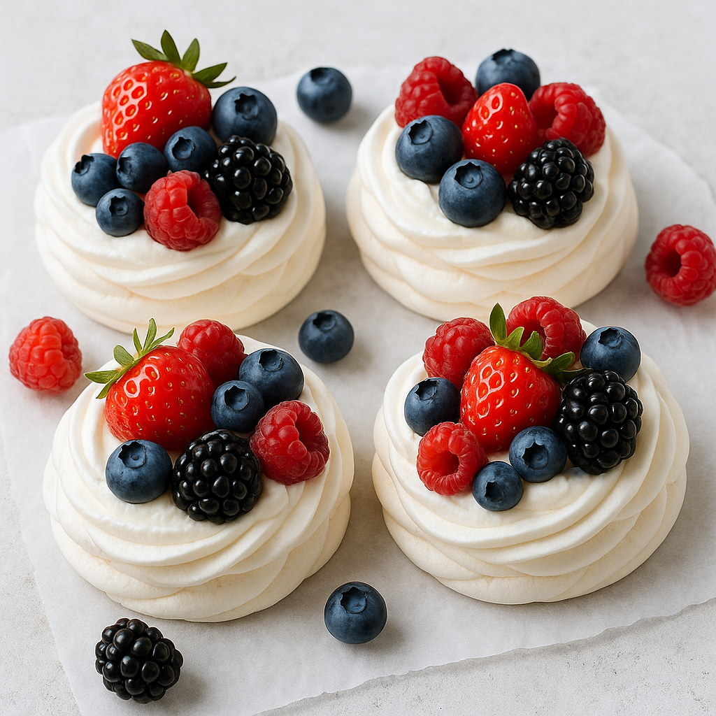 Mini Berry Pavlova Nests with Whipped Mascarpone