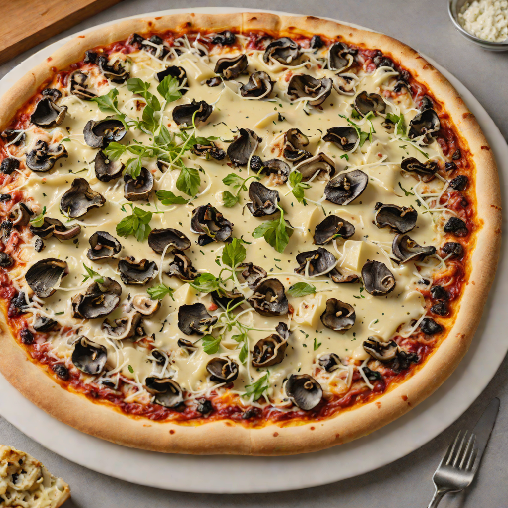 Black Truffle and Mushroom Thin Crust Pizza with Fontina Cheese
