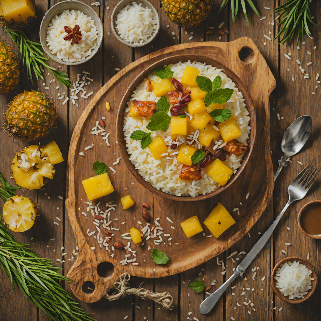 Rum-Glazed Pineapple and Coconut Rice Pudding
