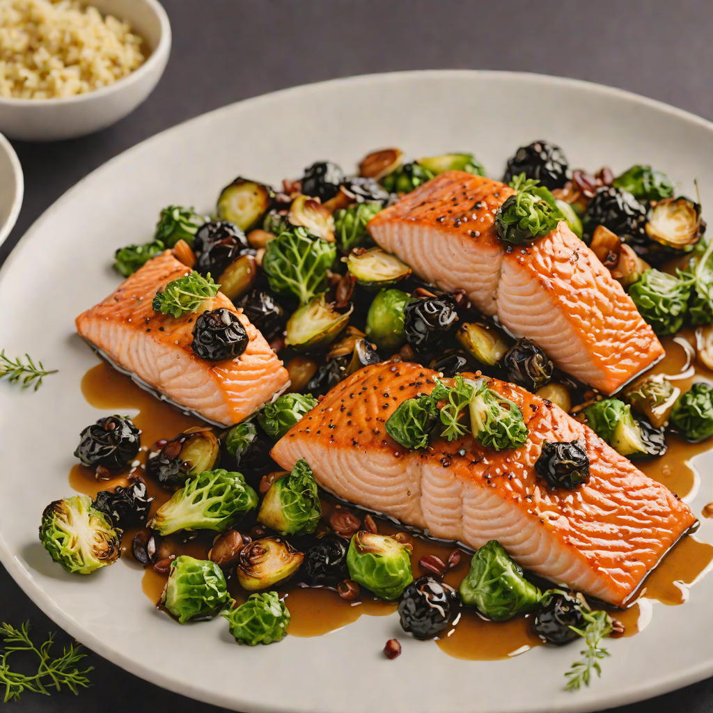 Maple-Glazed Salmon with Roasted Brussels Sprouts