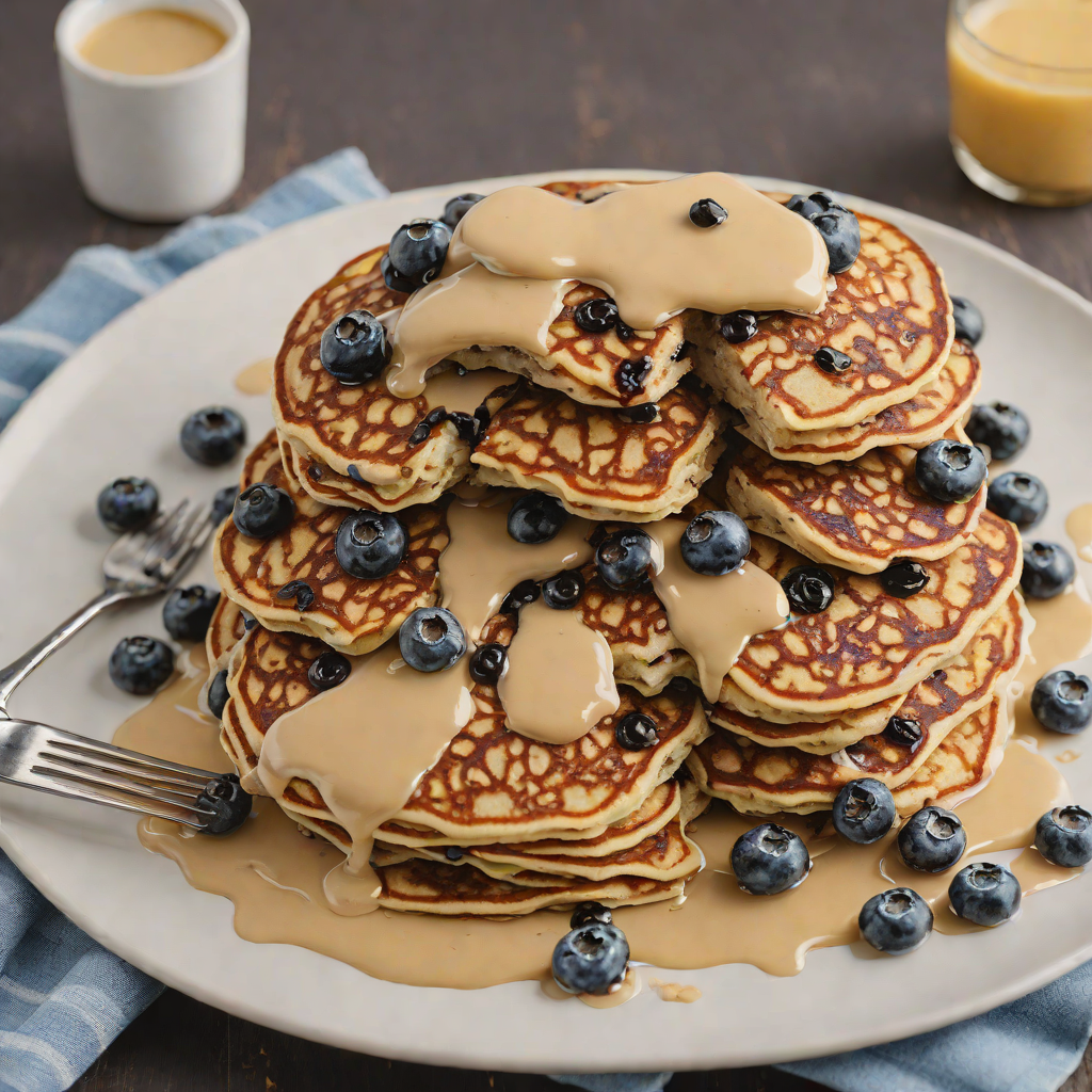 Oatmeal Blueberry Pancakes with Maple Butter Drizzle