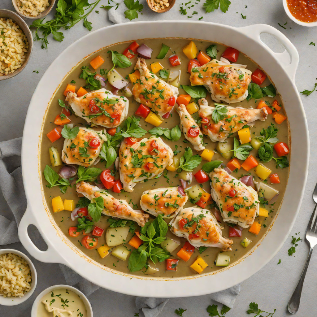 One-Pot Chicken and Vegetable Casserole with Herb Sauce