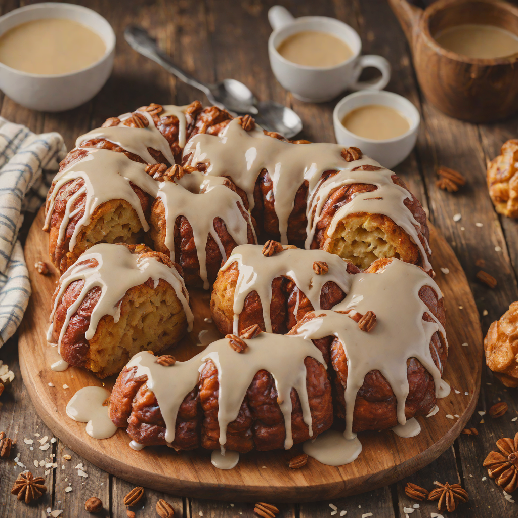 Spiced Cinnamon Monkey Bread with Vanilla Glaze