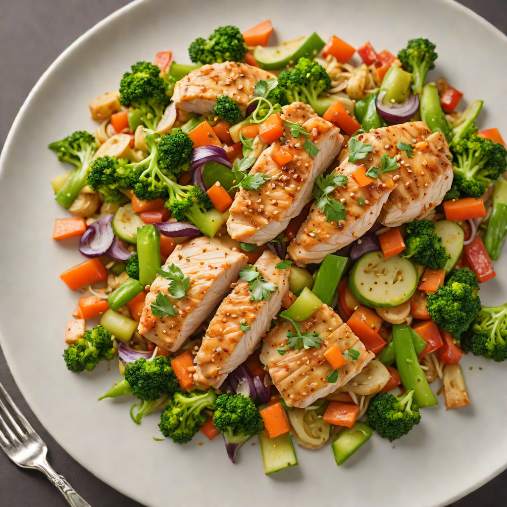 Sautéed Chicken Breast with Garlic-Ginger Stir Fry Vegetables