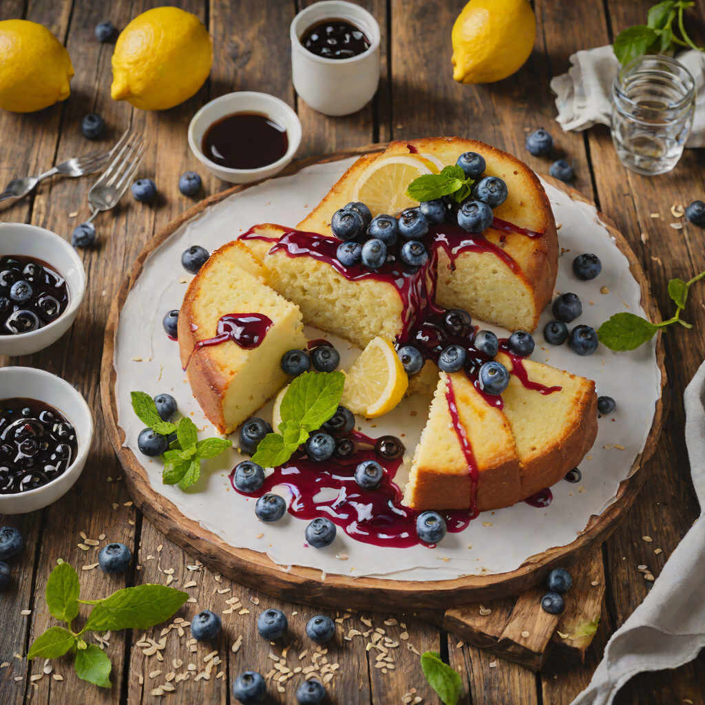 One-Bowl Lemon Yogurt Cake with Blueberry Drizzle