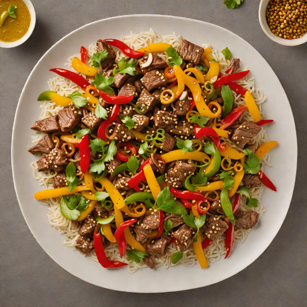 Beef Stir-Fry with Garlic, Ginger, and Bell Peppers