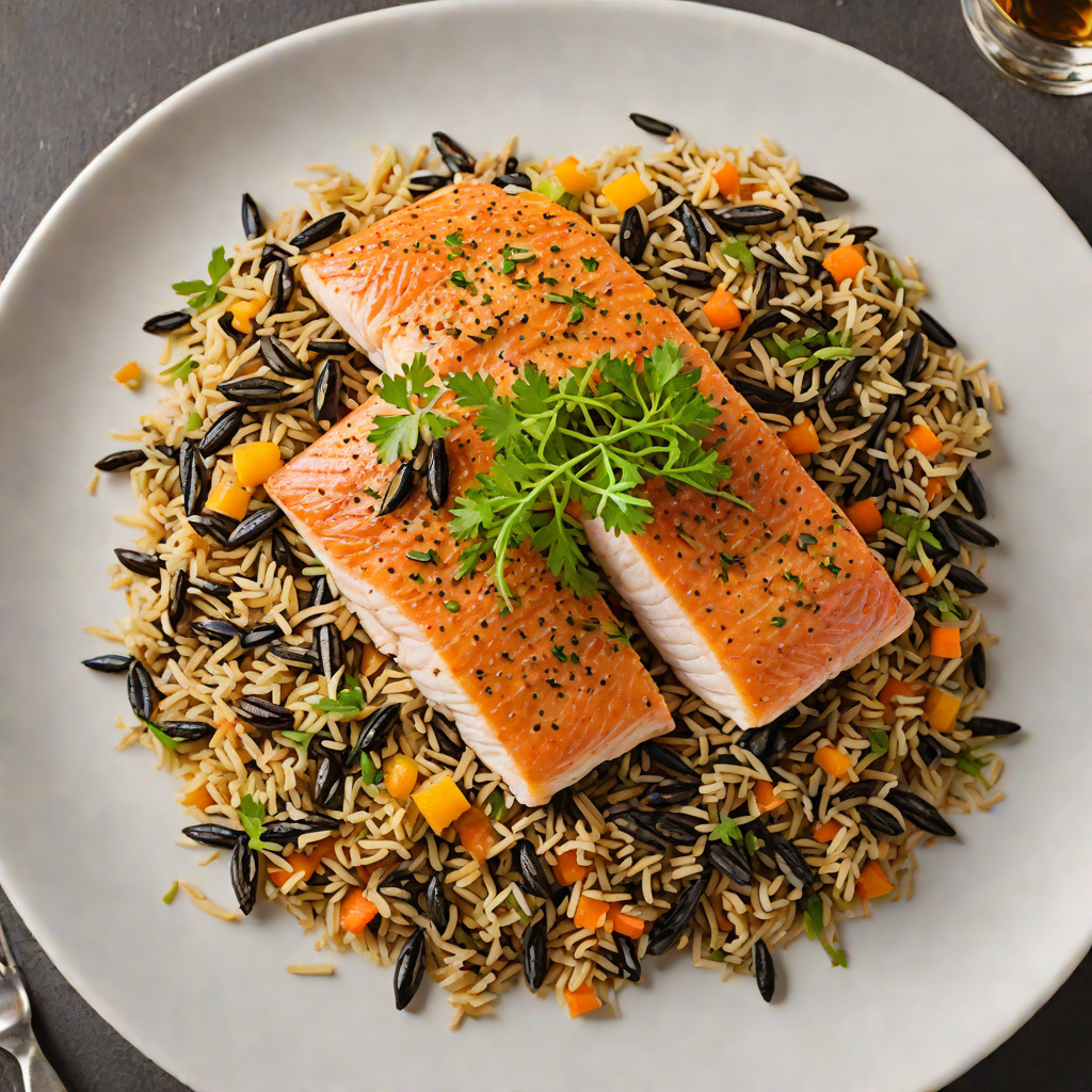 Pan-Seared Trout with Roasted North Dakota Wild Rice Pilaf