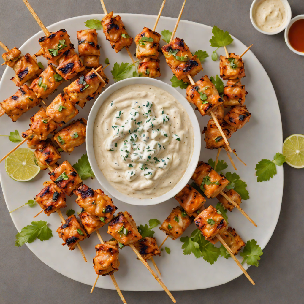 Grilled Buffalo-Style Chicken Skewers with Spicy Blue Cheese Dip