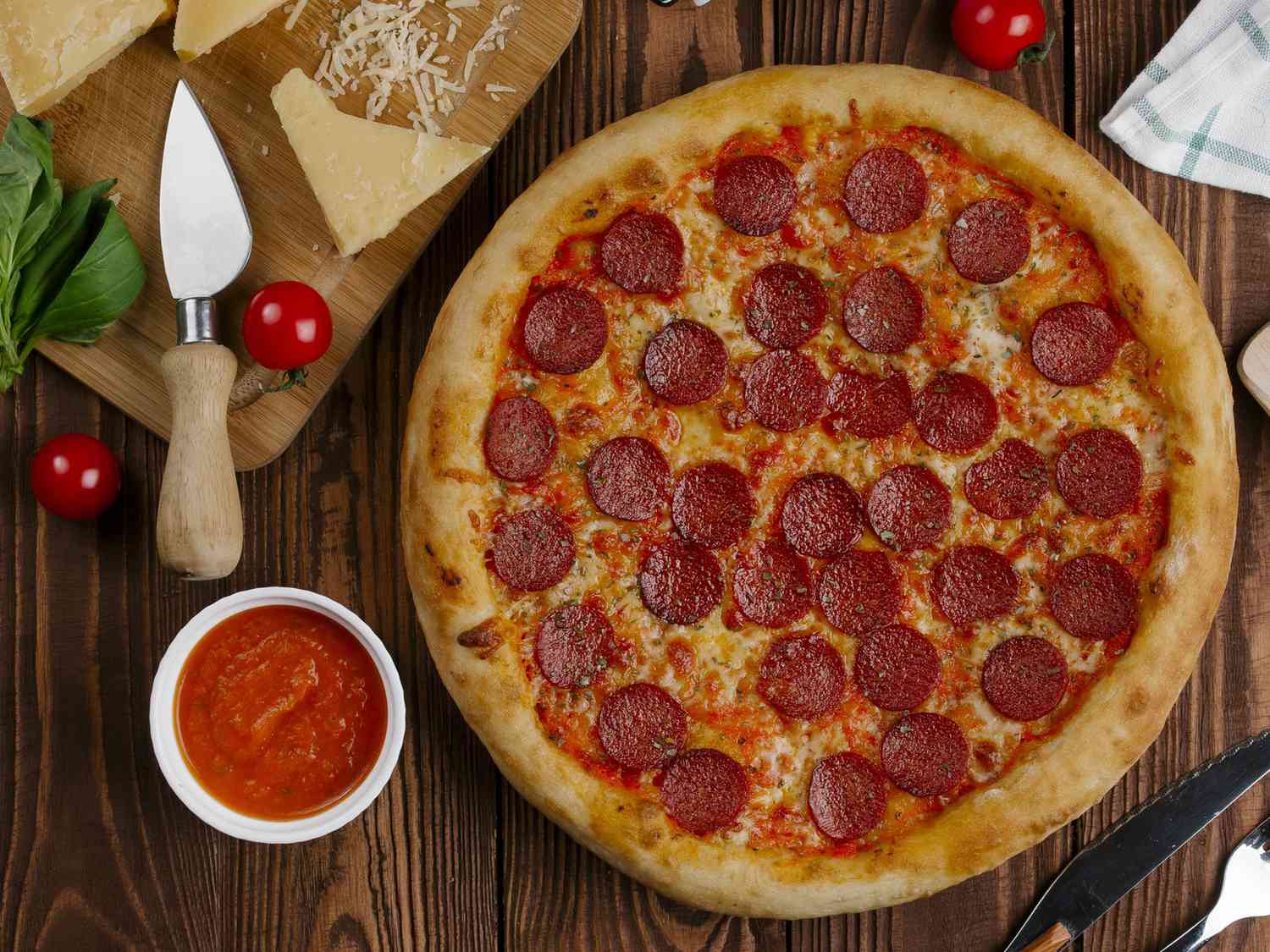 Pepperoni Pizza Dough with Tomato Sauce Base