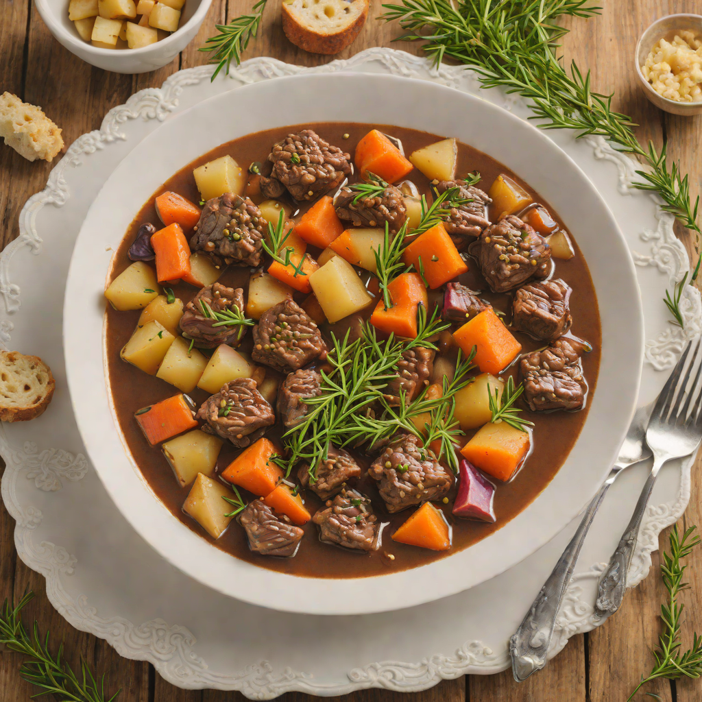Slow-Cooked Beef Stew with Root Vegetables and Fresh Rosemary