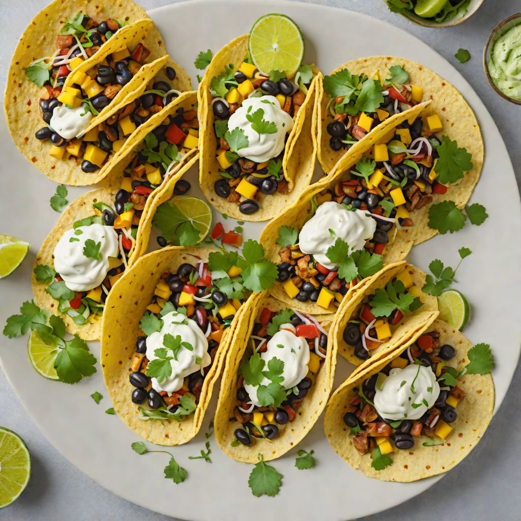 Sautéed Plantain and Black Bean Tacos with Cilantro-Lime Crema