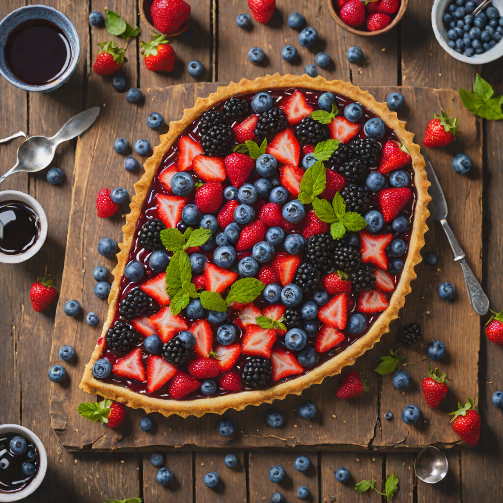 Star-Spangled Berry Tart with Blueberry and Strawberry Glaze