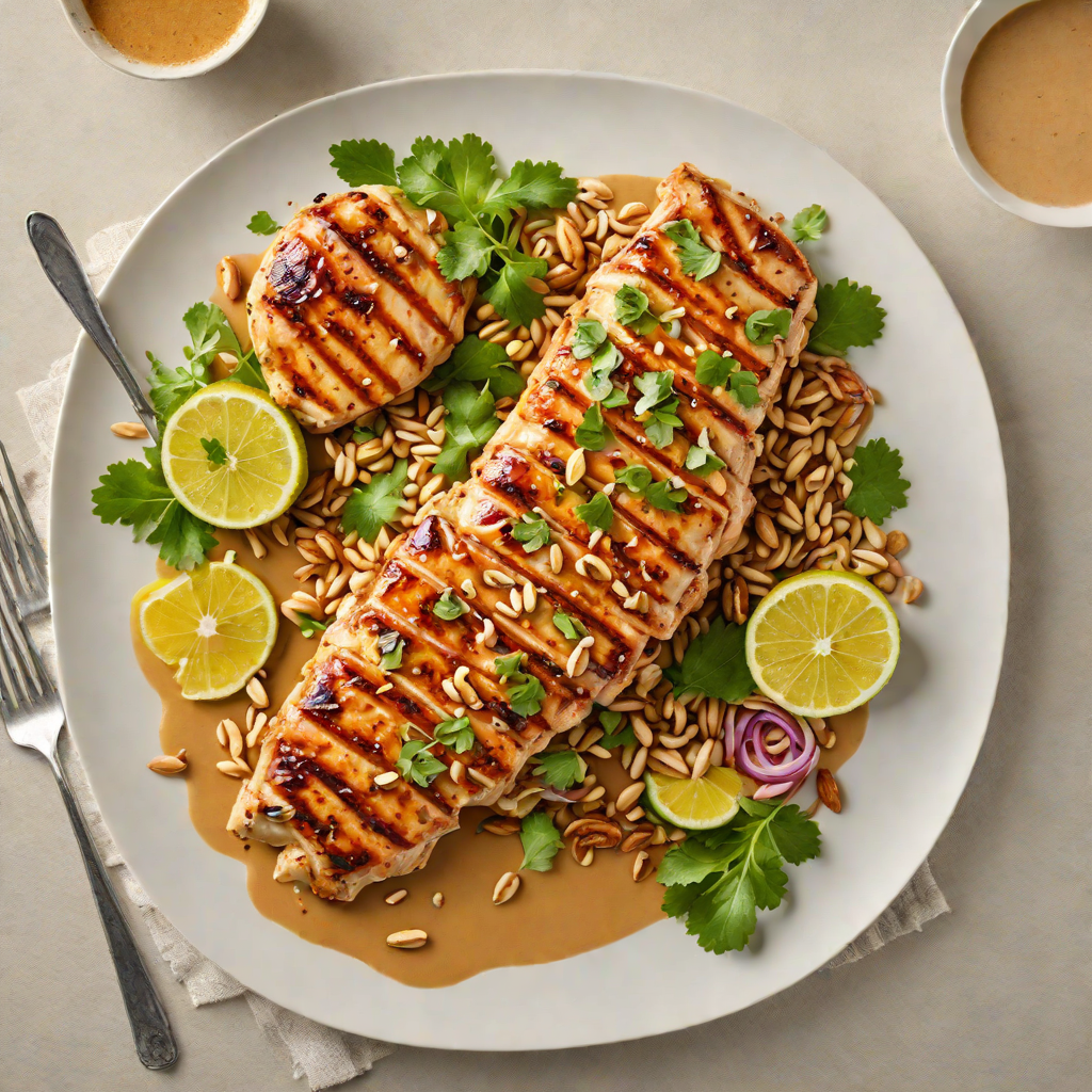 Grilled Citrus-Mustard Chicken with Toasted Peanut Sauce