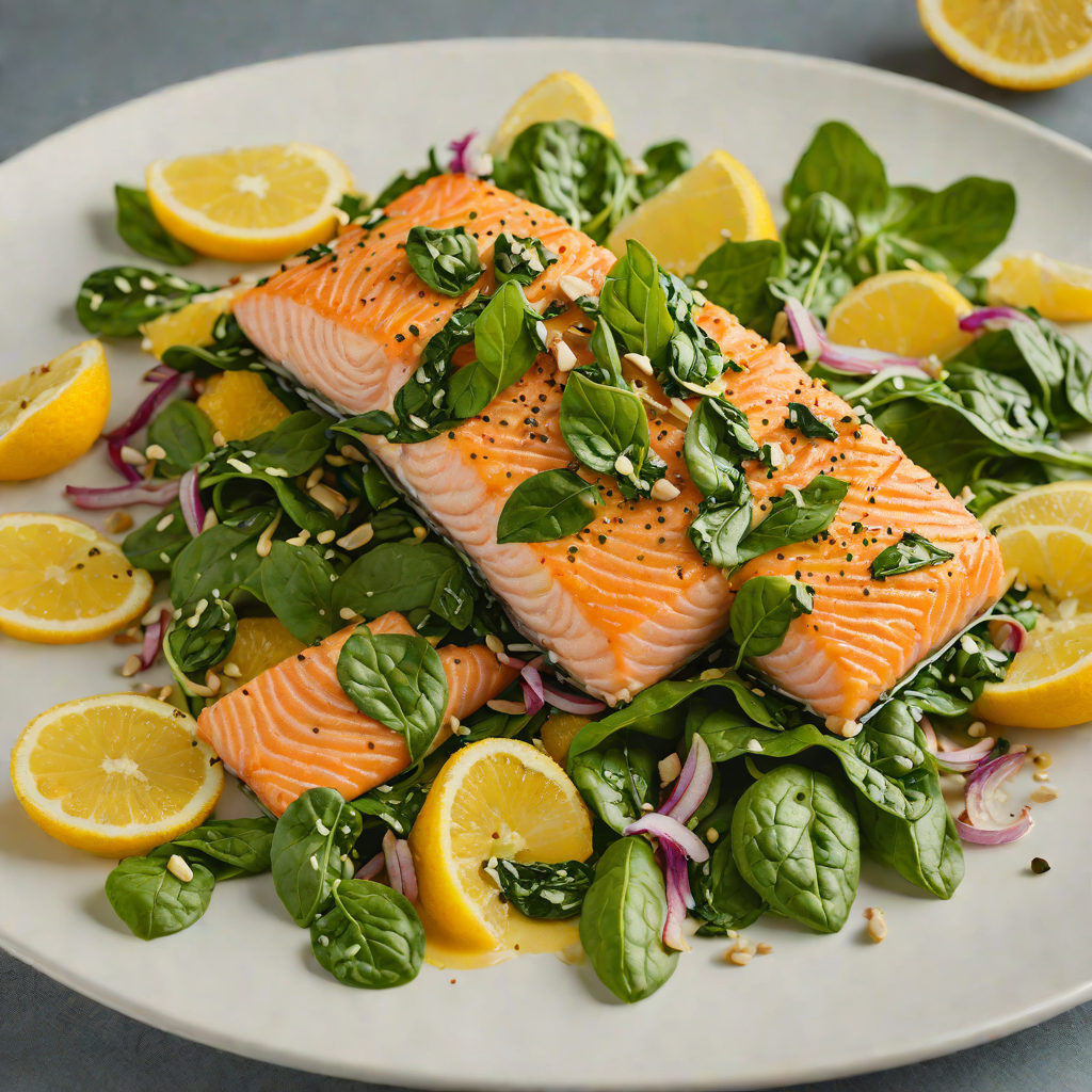Sautéed Salmon with Spinach and Citrus Herb Dressing
