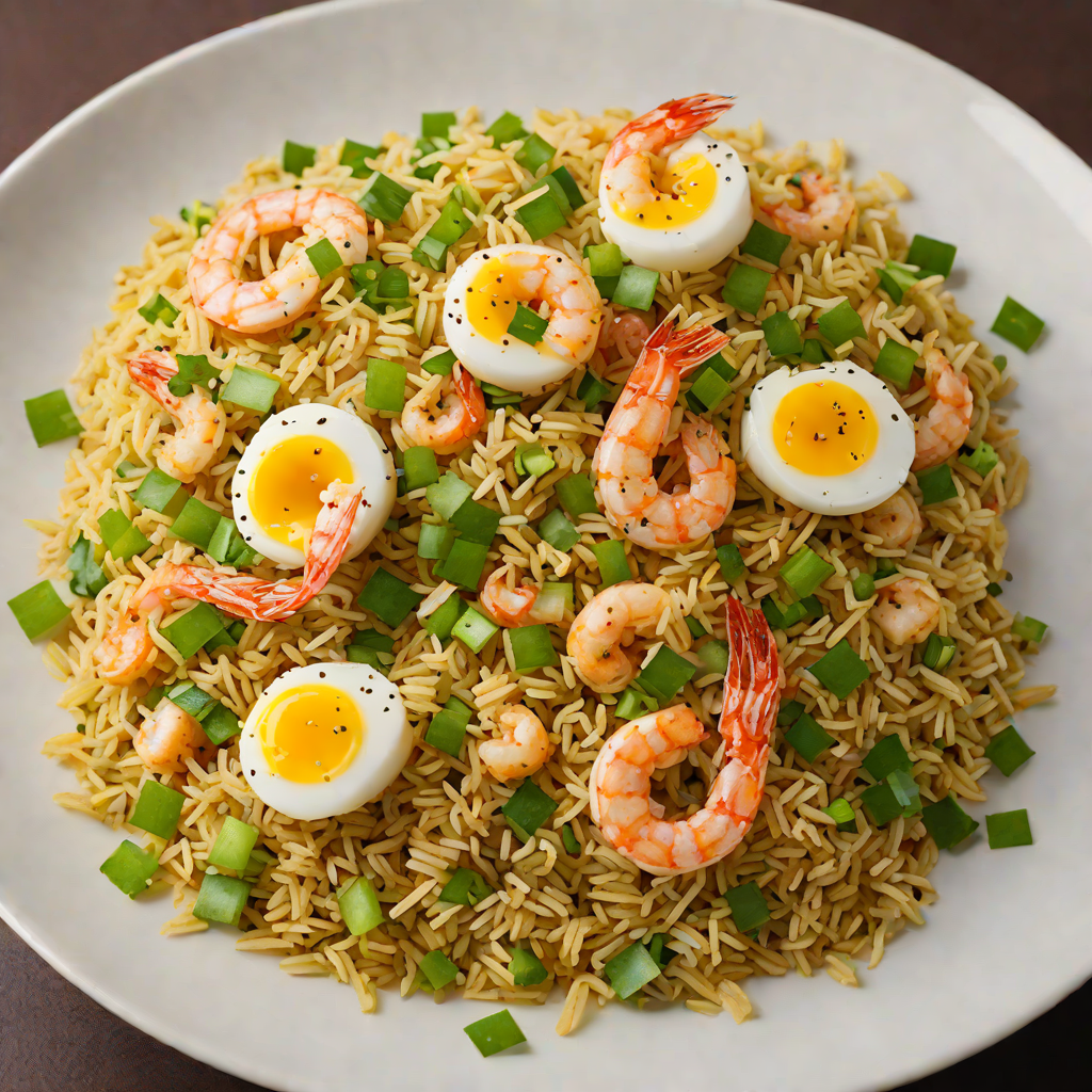Garlic Shrimp Fried Rice with Scallions and Eggs